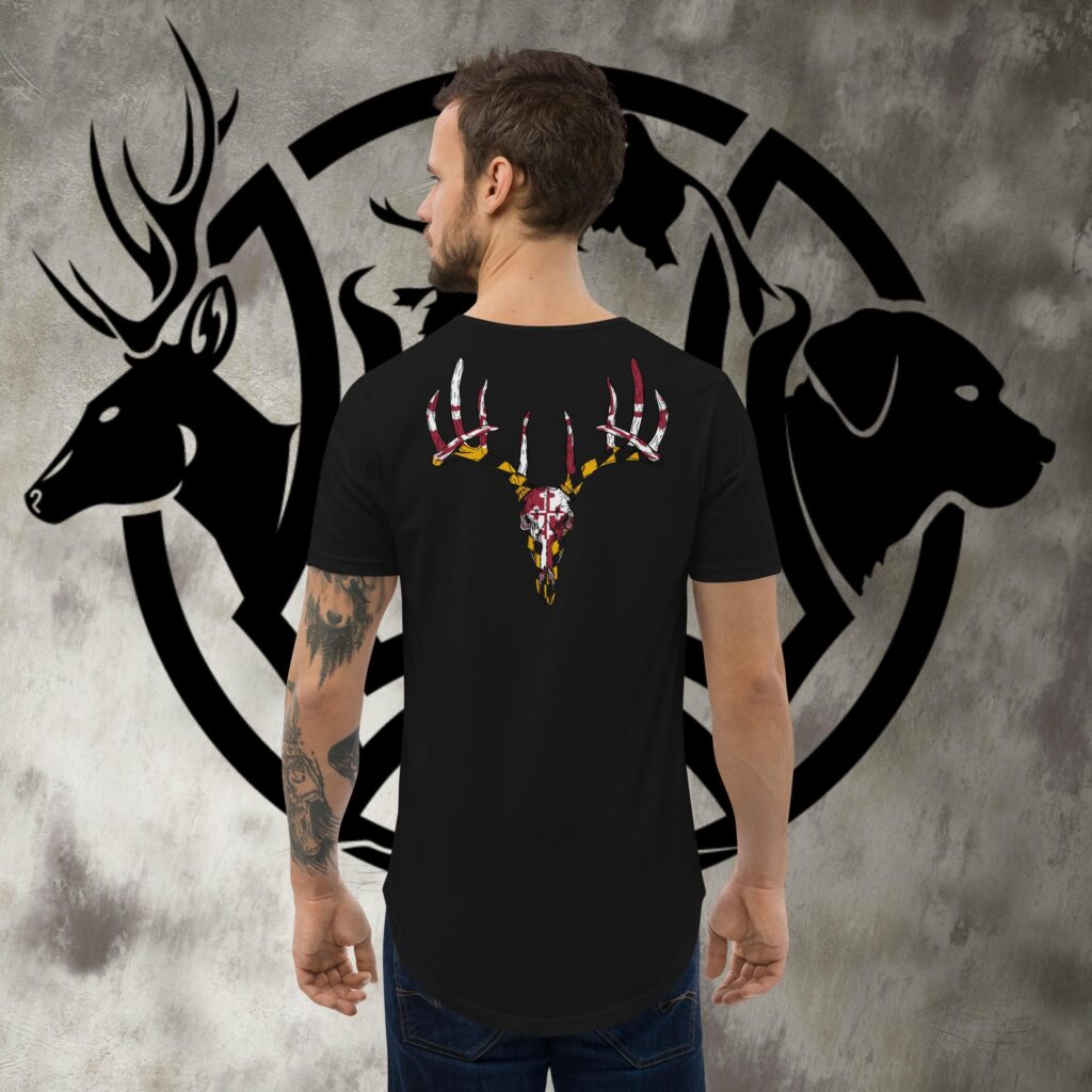 md buck skull men's curved hem t shirt dark options