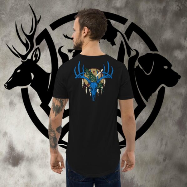 ok buck skull men's curved hem t shirt