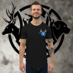 ok buck skull men's curved hem t shirt