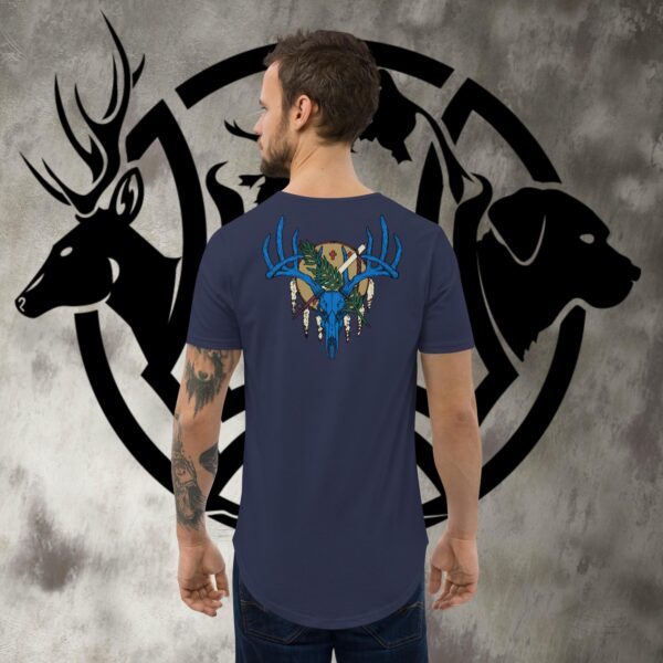 ok buck skull men's curved hem t shirt