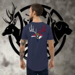 nc buck skull men's curved hem t shirt