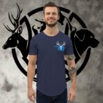 ok buck skull men's curved hem t shirt