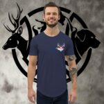 nc buck skull men's curved hem t shirt
