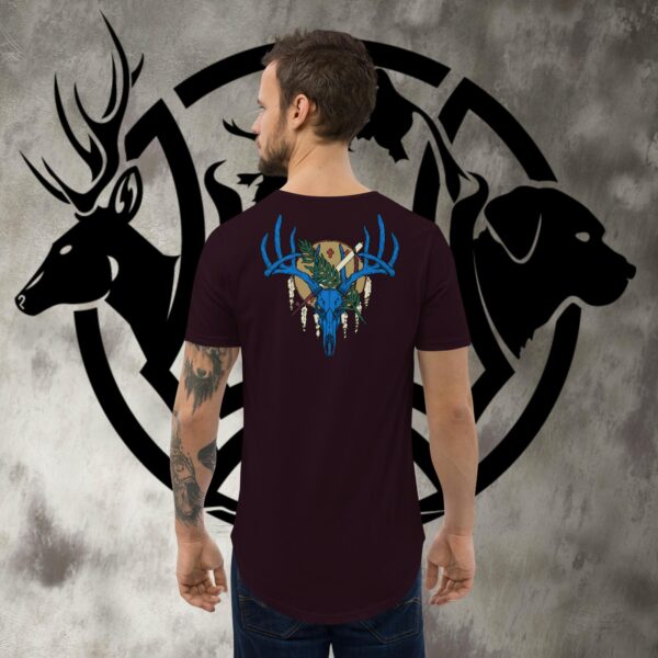 ok buck skull men's curved hem t shirt