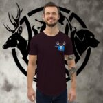 ok buck skull men's curved hem t shirt