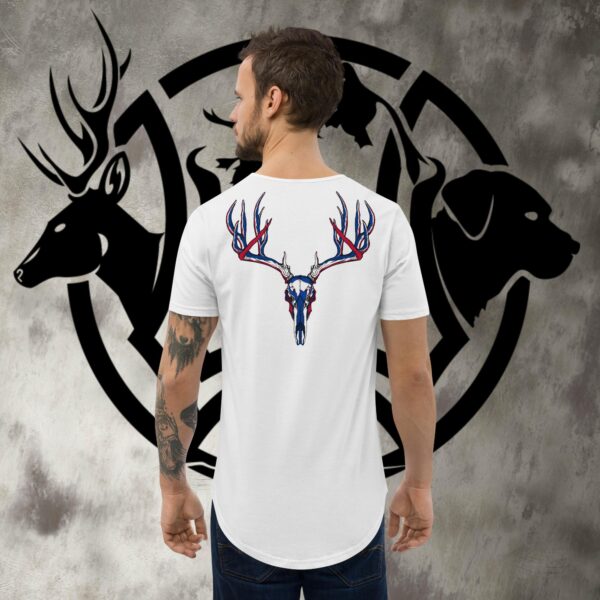wy mule deer men's curved hem t shirt