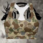 womens old school camo longline sports bra