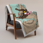 chesapeake bay map chocolate lab throw blanket