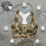 womens wood shark camo longline sports bra