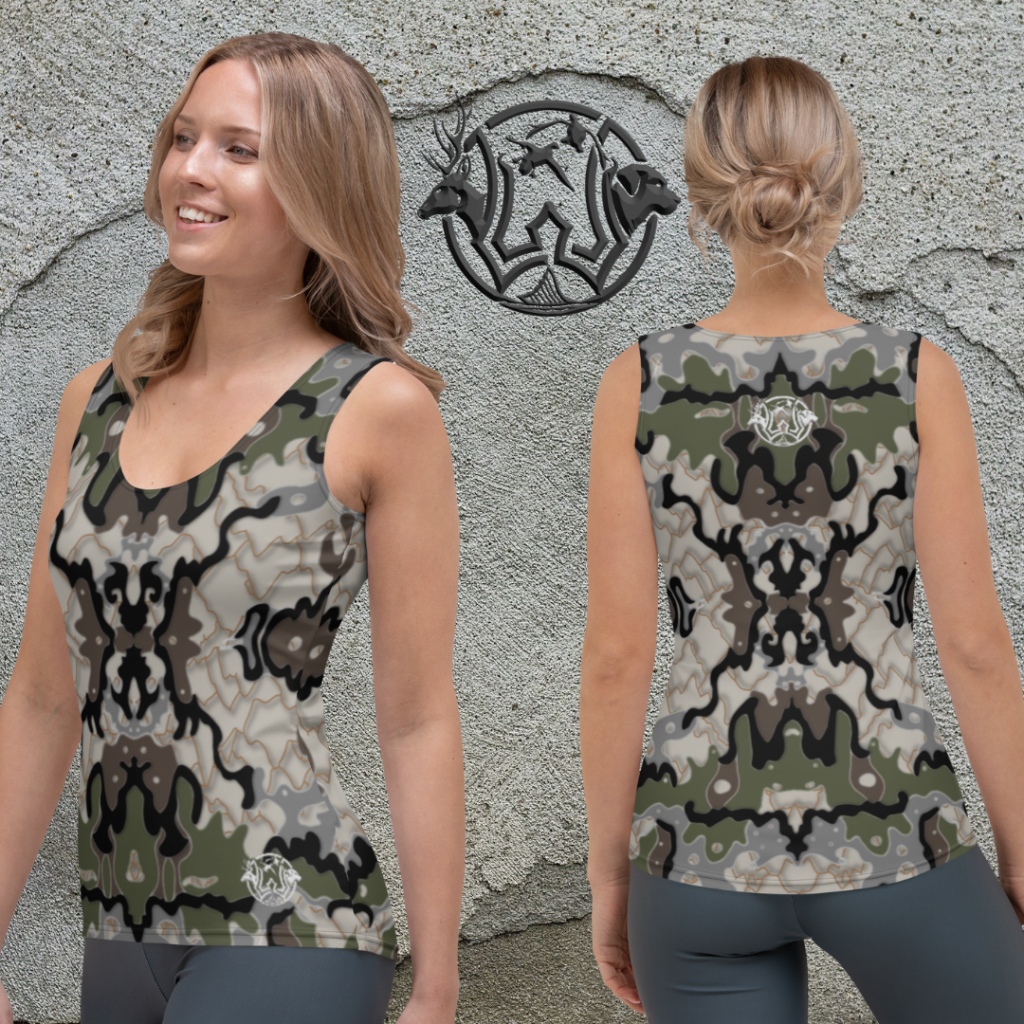 womens old school camo tank top