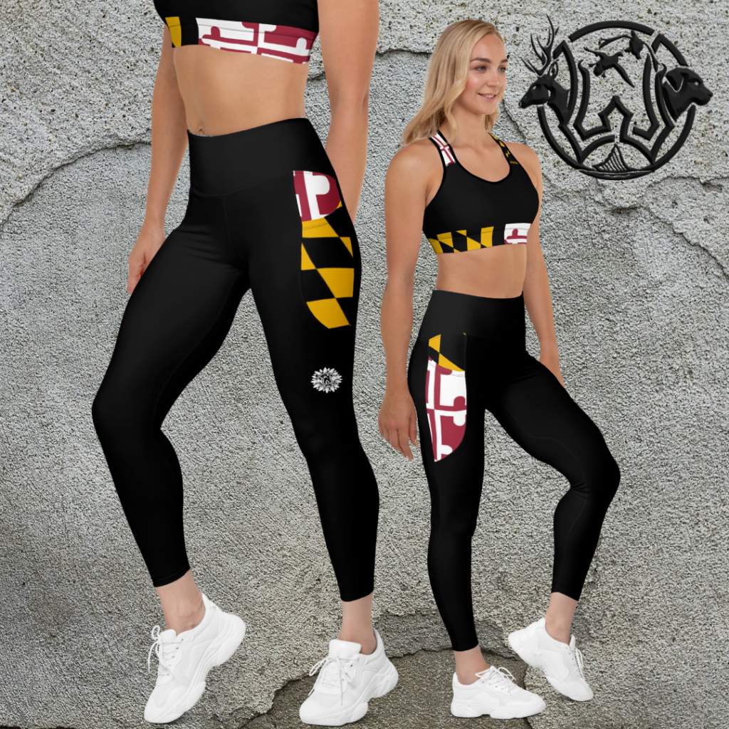 MD Leggings with pockets - Maryland Flag Trim