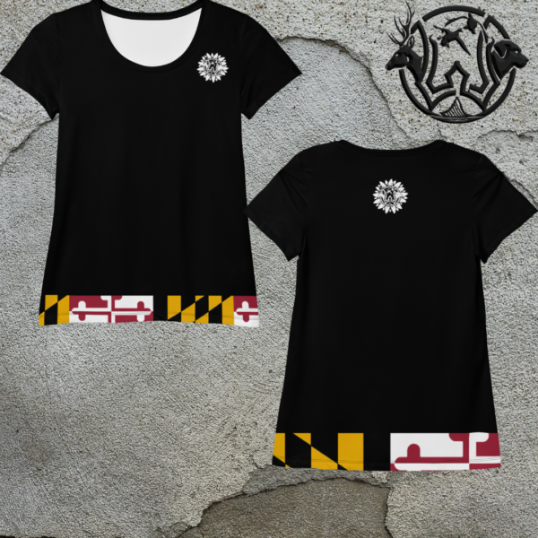 md athletic women's t shirt maryland flag trim