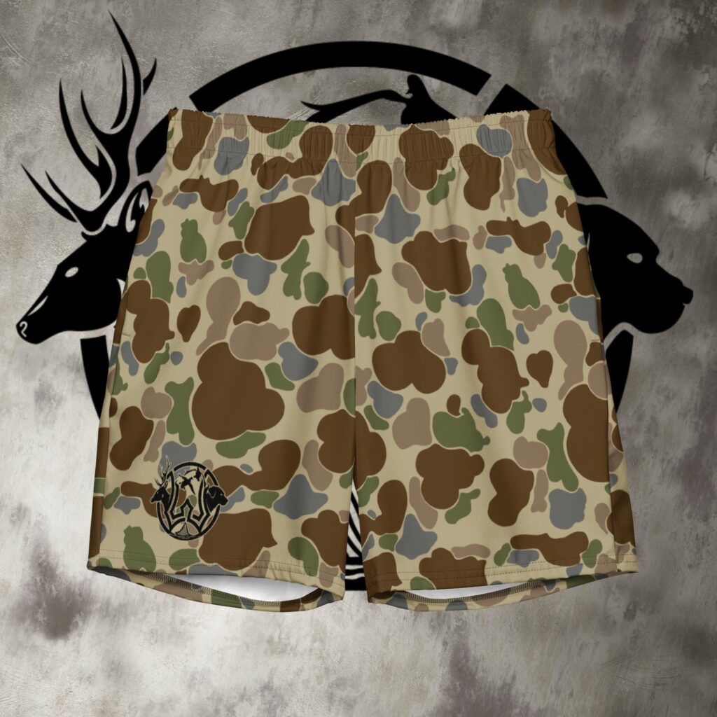 old school camo men's volley shorts